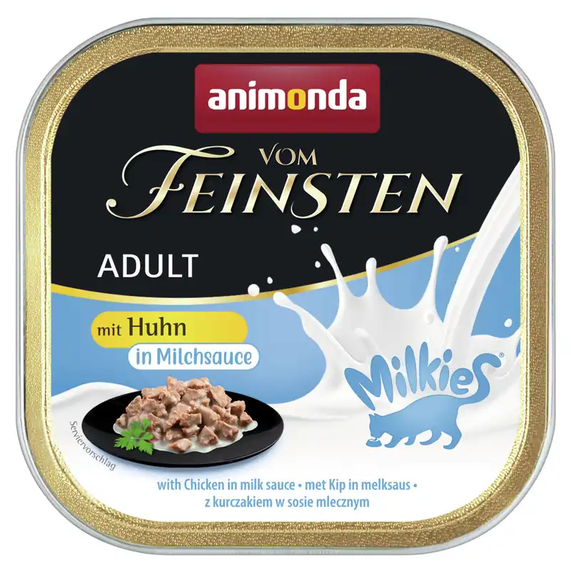 Wochenendangebot Sparpaket 8 x 100 g Animonda vom Feinsten Adult mit Milkies-Sauce mit Huhn in Milchsauce Katzen Nassfutter